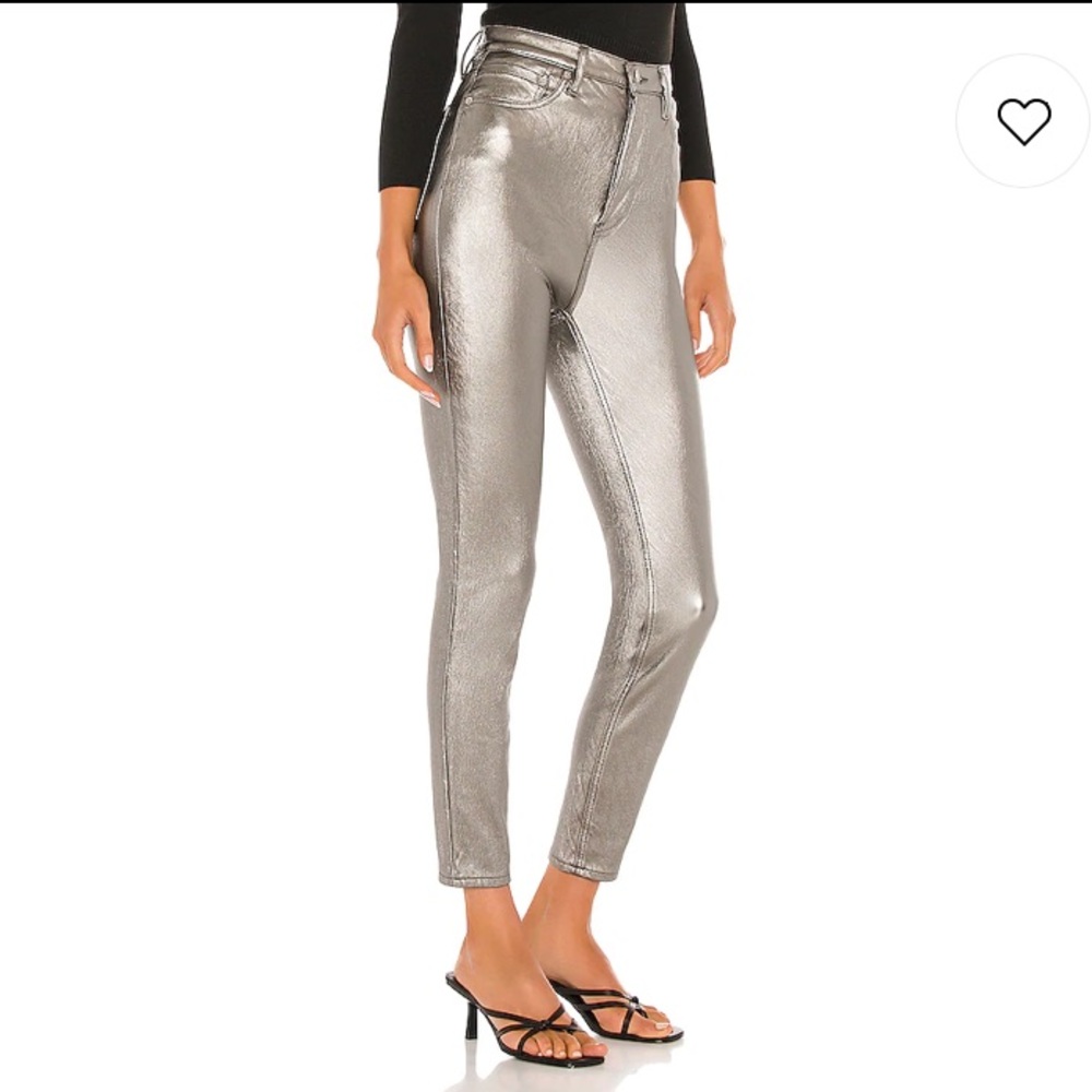 Free People Phoenix Coated Skinny Jeans Silver
